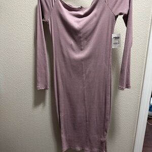 Mauve Long Sleeve Dress - charlotte russe